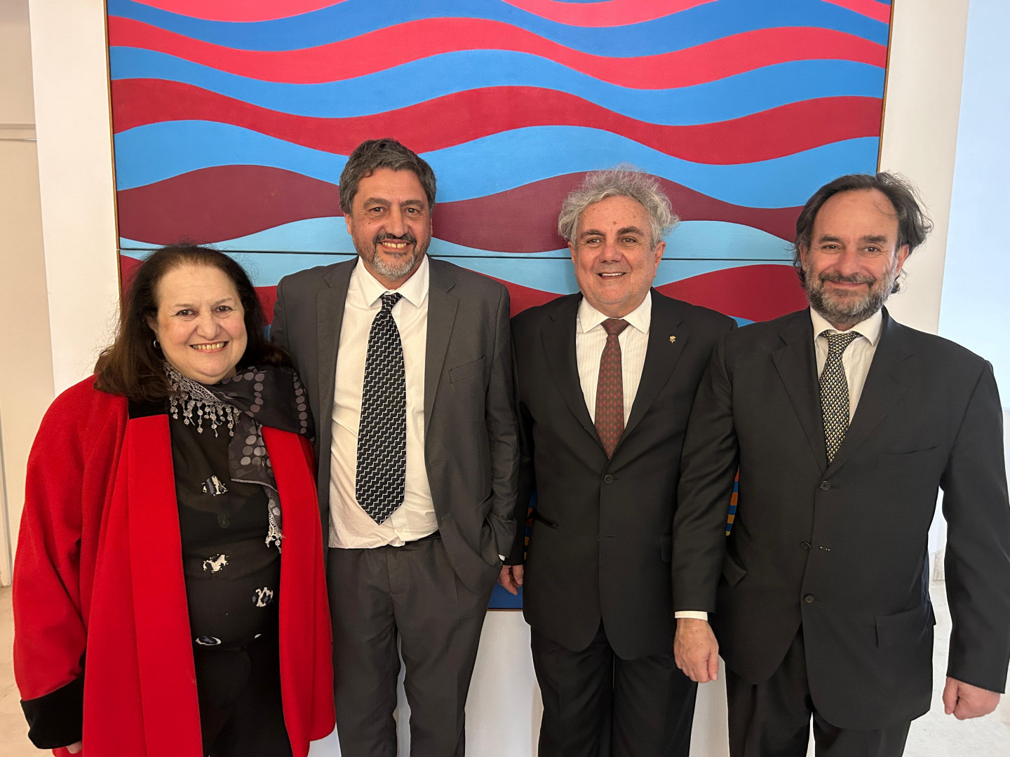 Liliana Graciela Barela, subsecretaria de Patrimonio Cultural; Bernardo Martín, presidente de EMTURyC;  Ángel Coppolecchio Dilucca, director del evento Mar del Plata Siglo & Medio; y Tulio Andreussi, presidente del FNA