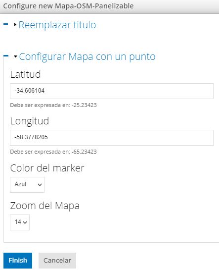 Configuración del mapa