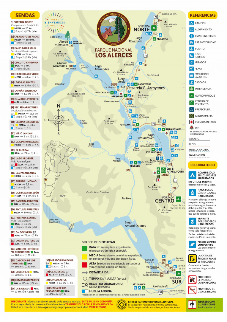 Mapa Parque Nacional Los Alerces