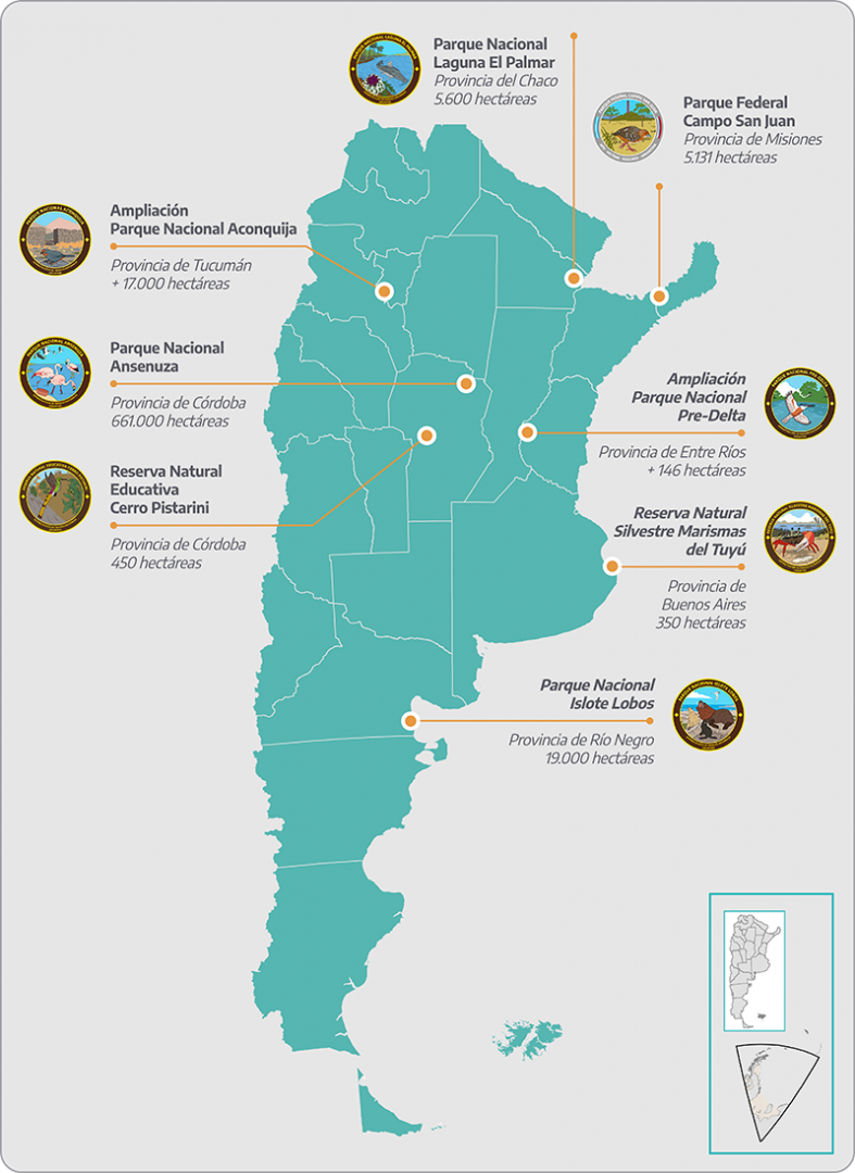 Mapa con ampliación de la superficie protegida