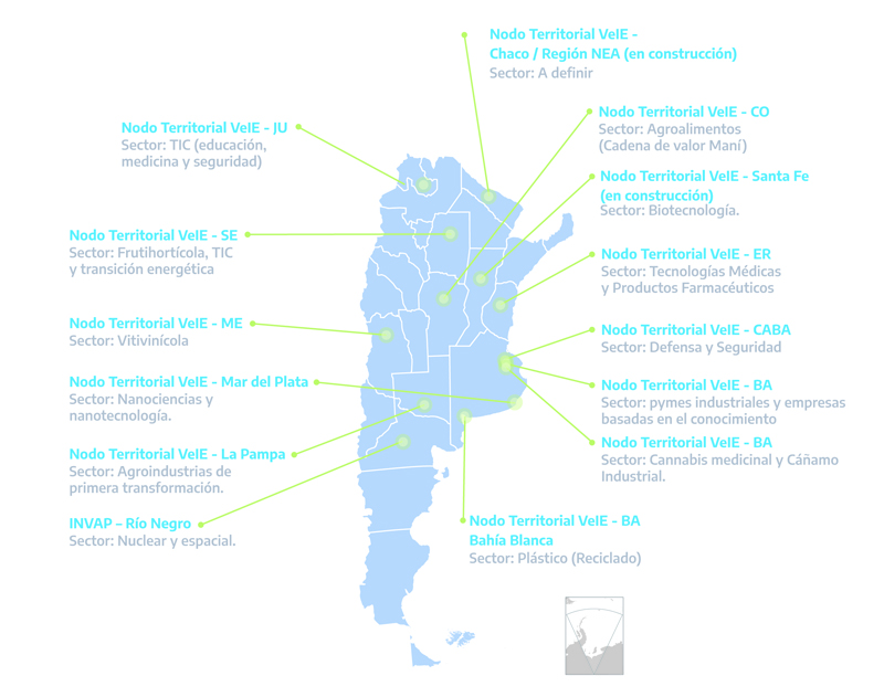 Mapa de la Red Nacional de Nodos Territoriales (NT)