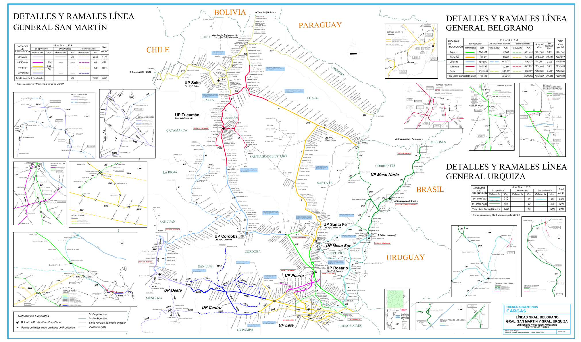 Mapa red de trenes argentinos