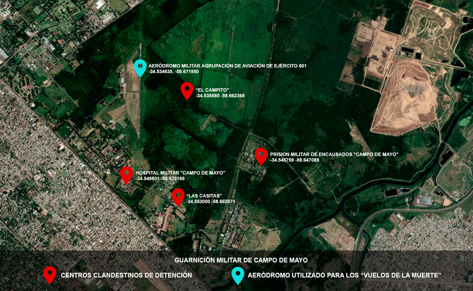 Plano de centros clandestinos de detención Campo de Mayo