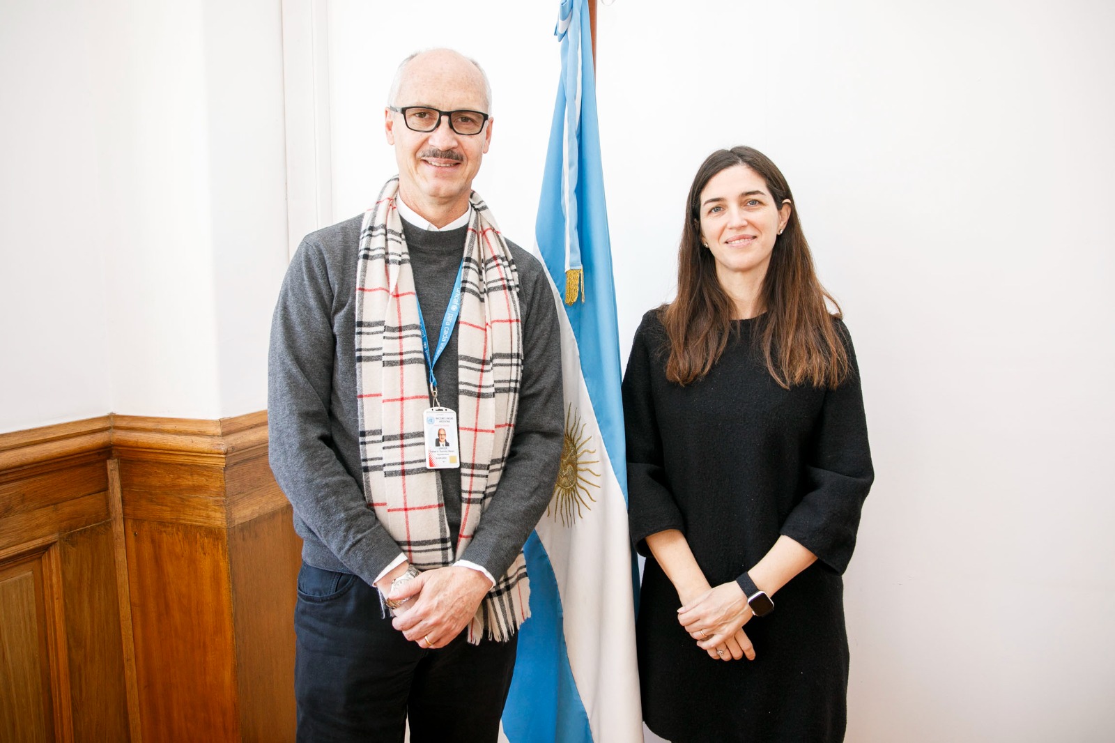 La Secretaría de Niñez, Adolescencia y Famila, Yanina Nano Lembo junto al representante de UNICEF Argentina, Rafael Ramírez.